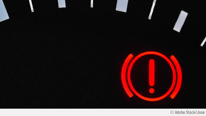 Die Bremsen-Verschleißanzeige leuchtet rot: Jetzt wird's sehr gefährlich!