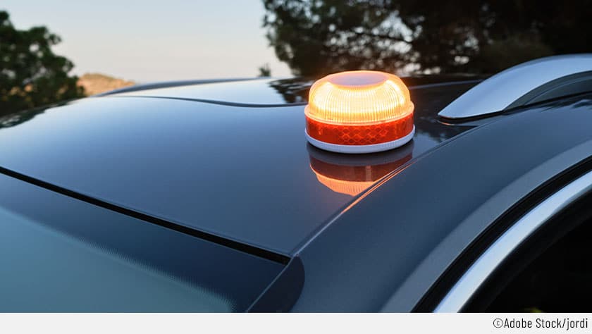 Auto dreiecke blinkende Warnleuchte Straßenrand Sicherheit Magnet